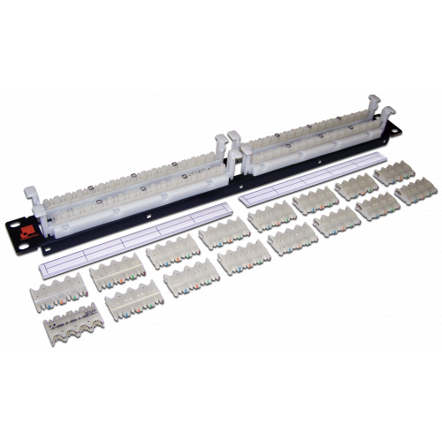 64-парный 110 19" кросс LANMASTER кат. 6, 1U, блоки в комплекте